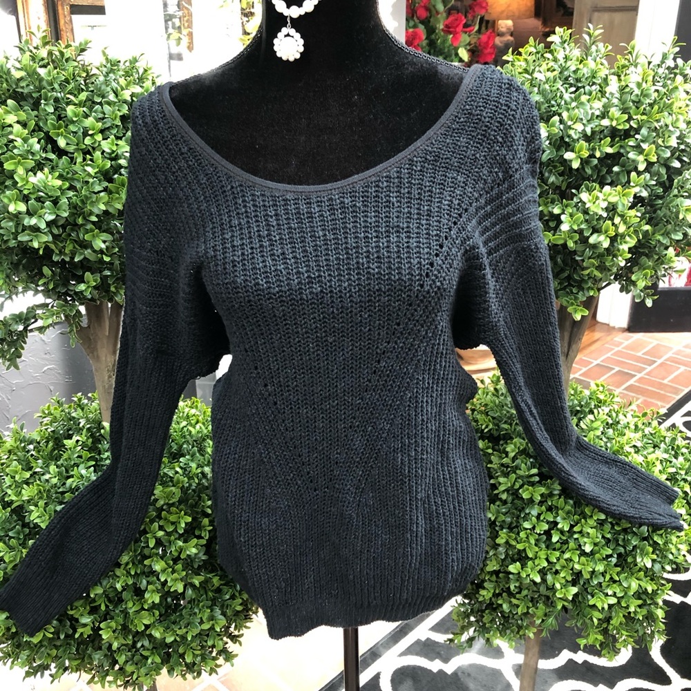 Black open back sweater long sleeve